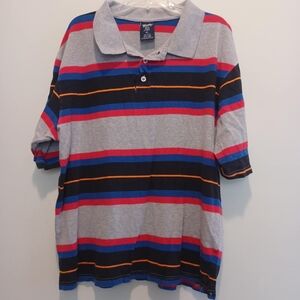 Mens Size 4XL Blue Gear‎ Short Sleeve Crewneck Multi Colored Striped 100% Cotton